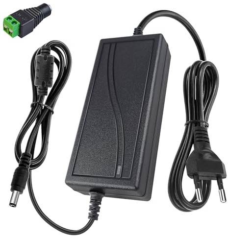 12V 5A 60W Adaptador de Corriente AC/DC, Fuente de Alimentación Universal con Protección Contra Sobretensión/Sobrecorriente/Sobretemperatura, Compatible con Tiras LED, Cámaras CCTV,Entrada 100-240V AC