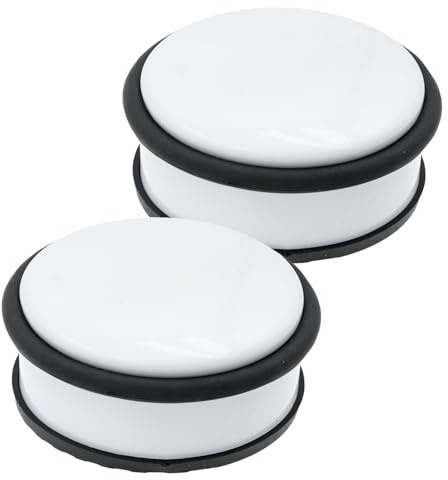 HRB Türstopper Edelstahl massiv - Schwerer Türstopper Boden mit modernen Design, Door Stopper versehen mit Gummiring zum Schutz der Türen (2, Weiß)
