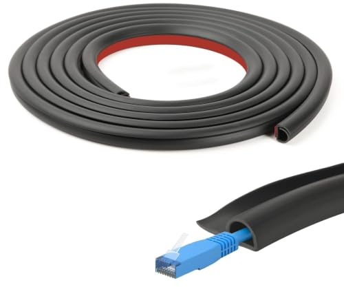 GEEKHOM Kabelkanal für Akustikpaneele 3M, 12×12mm Selbstklebender Kabelschutz Schwarz mit seitlicher Öffnung Kabelmanagement für Boden Studio Schreibtisch Akustikpaneele Zubehör