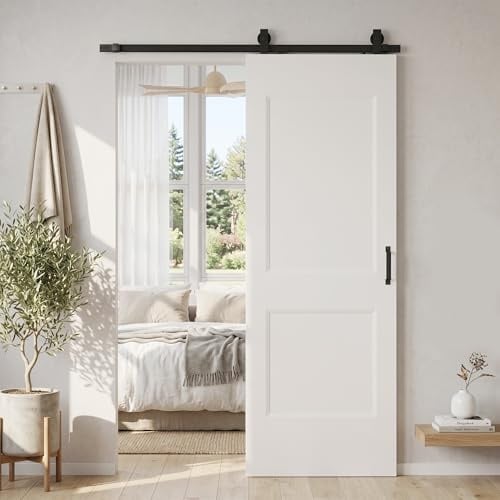 HOMCOM Porta Scorrevole Esterna 76.2x213.4cm Binario Silenzioso Acciaio