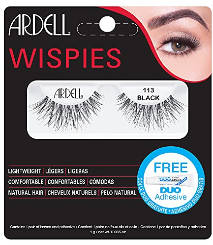 ARDELL Professional Wispies 113 - Wimpern aus Echthaar, schwarz, black (ohne Wimpernkleber) ultraleicht, flexibel und wiederverwendbar, 2 Stück (1er Pack)