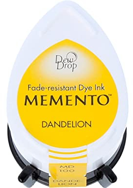 Tsukineko Memento Dew Drop Stempelkissen - Gelb, Dandelion - Klein - Undurchsichtig, Wasserfest, Beständig Gegen Ausbleichen - Embossing