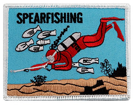 Aufnäher Scuba Spearfishing, bestickt, zum Aufbügeln, Retro-Tauchemblem, Souvenir