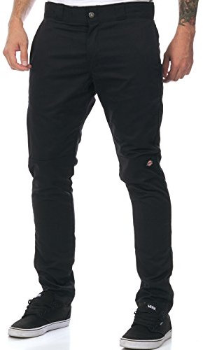 Dickies Hombre, Pantalón utilitario con doble rodillera de corte recto ceñido, negro, 34W / 32L