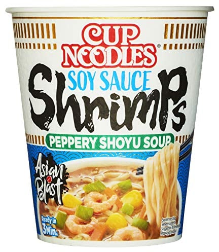 Nissin Cup Noodles – Shrimps, Einzelpack, Soup Style Instant-Nudeln japanischer Art, mit Shrimp-Geschmack, Sojasauce & Gemüse, schnell im Becher zubereitet, asiatisches Essen (1 x 63 g)