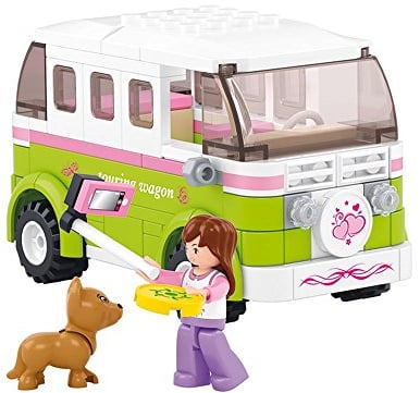 Campingbus (158 Teile) [M38-B0523], Spielset, Klemmbausteine, City, mit Spielfigur, Mädchenträume, Sluban SL95293