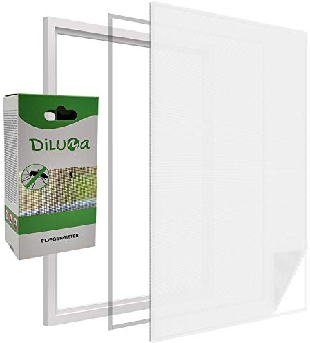 PROHEIM Fliegengitter für Fenster Fliegennetz aus Polyester mit 5,6 m Klettband Moskitonetz durchsichtig und individuell kürzbar - in weiß oder anthrazit, Größe:150 x 300 cm, Farbe:Weiß
