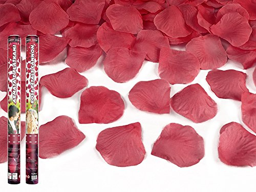 Unbekannt 12 Konfetti-Kanonen 60cm zur Hochzeit, Party oder Geburtstag (Rosenblätter DKL. rot/Bordeaux)