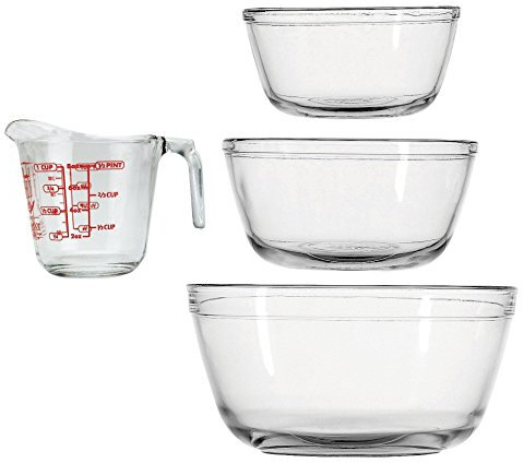 Anchor Hocking 4-Piece Mixing Bowls and Measuring Cup Set