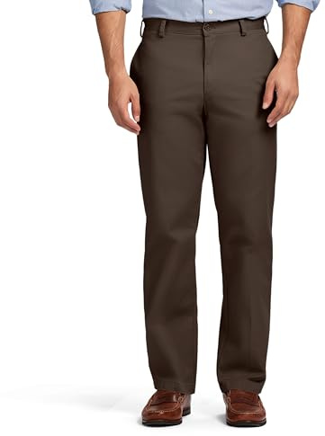 Izod Herren Flat Front Classic Fit Pant American Chino (inert Flache Vorderseite oder Plissee) Klassische Passform, Oliv/Blatt für Mich (Leaf It to Me), 34W / 32L