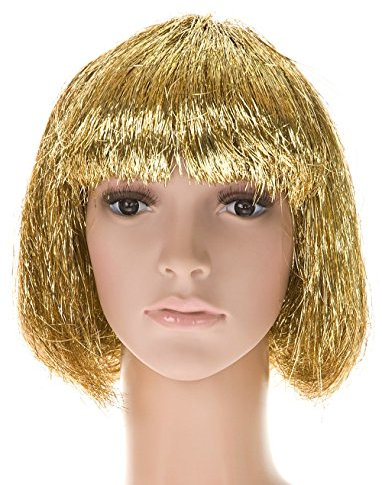KULTFAKTOR GmbH Pagenschnitt Bob Glitzer-Perücke Gold Einheitsgröße