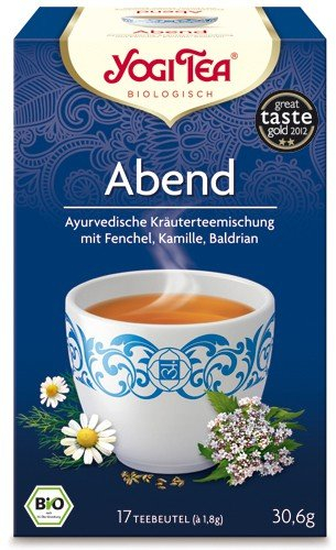 Yogi Tee, Abend-Tee, 4er SPARPACK , Biotee, Teebeutel, Entspannen beim Genuss einer Tasse Tee zum Tagesausklang, je 17 Teebeutel a 30,6g
