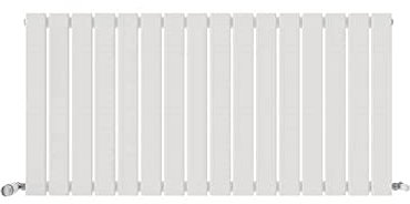 iBathUK Apex Horizontal Radiator, Single Flat Panel, 600x1216mm, White, Steel, Modern, Radiator, 890W, 3033 BTU, Wall-Mounted, Bathroom/Kitchen/Living Room