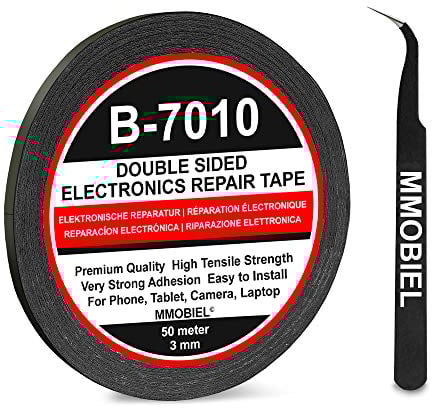 MMOBIEL 3 mm doppelseitiges Klebeband stark klebend Tape 50 m Rolle (Schwarz) für Smartphone Tablet Reparatur