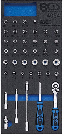BGS Werkstattwageneinlage 1/3: Steckschlüssel-Satz - 1/4 - 41-tlg.