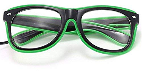 ERGEOB® Coole selbstleuchtende EL Wire Brille mit Batteriebetrieb und Modusänderung in Grün - DIE PARTYBRILLE Ideal für Fasching, Karneval, Festivals, Halloween, Raves, Clubbesuche,…