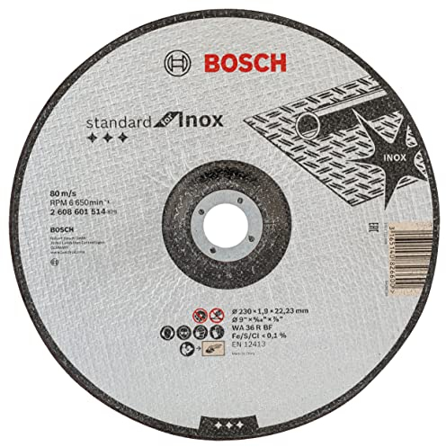 Bosch Professional Disque à Tronçonner à Moyeu Plat Standard for Inox (pour l’inox, Ø 230 x 1.9 mm, Accessoires Meuleuses Angulaires)