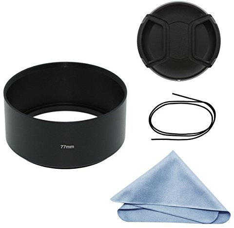 SIOTI Camera Long Focus Metal Lens Hood with Cleaning Cloth and Lens Cap Compatible with Leica/Fuji/Nikon/Canon/Samsung Standard Thread Lens
