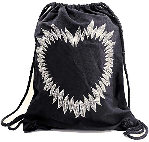 PREMYO Turnbeutel mit Spruch für Mädchen - Teenager Sportbeutel Damen Baumwolle - Hipster Gym Bag Schwarz