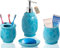 Comfify Designer 4 Keramik Bad Zubehör Set | Inklusive Flüssigseife Oder Lotion Spender w/Zahnbürstenhalter, Becher, Seifenschale | Marokkanische-Gitter Blau