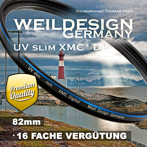 weildesign Germany Filter UV slim 82mm XMC Digital Weil Design Germany - SYOOP - * Objektivschutz * blockt ultraviolettes Licht mit Frontgewinde 16 fach vergütet XMC inkl. Filterbox (UV Filter 82mm)