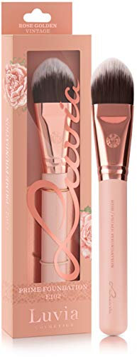 Luvia Foundation Pinsel - Gesichtspinsel - Prime Foundation Brush E102 - Make Up Pinsel In Nude/Roségold - Vegane Kosmetik Schminkpinsel/Kosmetikpinsel