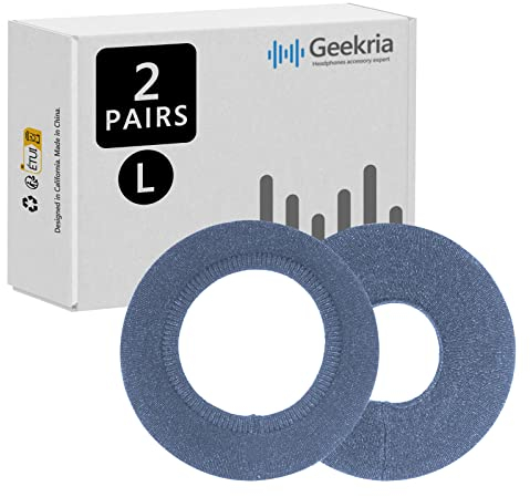GEEKRIA 2 Pares Fundas Lavables de Tela Tejida Grande para Auriculares/Protectores de Almohadillas para los oídos (Grande+Azul)