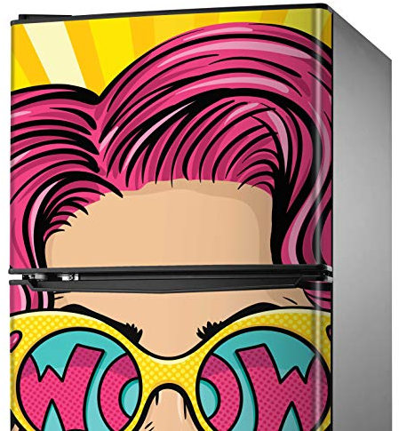 MEGADECOR Adhesivo Decorativo para Nevera con Pop Art 'Wow', Varias Medidas (185cm x 70cm)