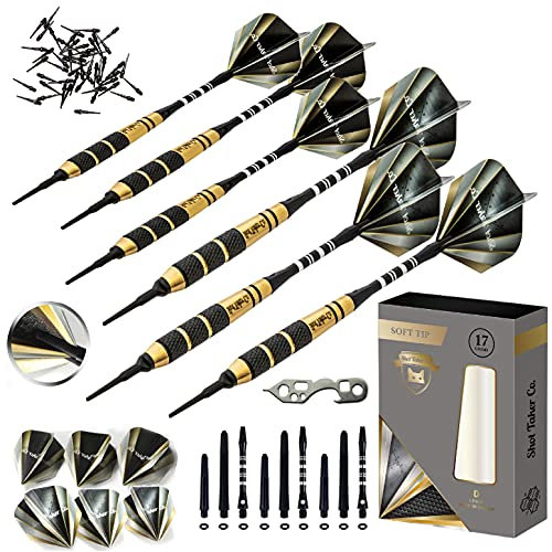 SHOT TAKER CO. EST. 2017 Dart-Set mit weicher Spitze, professionelle Dartpfeile mit anpassbarer Konfiguration, Aluminium- und Kunststoffschäfte, O-Ringe, Flights, Dart-Werkzeug, 50 zusätzliche