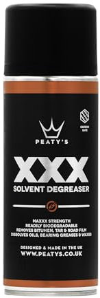 Peaty’s XXX Solvent Degreaser 400ml - Biodegradable Deep Cleaning Aerosol Degreasing - Heavy Duty - For Chain, Cassette & Drivetrain On MTB Mountain Bike, Road And Gravel Bikes