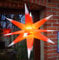 GURU SHOP 3D Batterie Außenstern Kaspar, Weihnachtsstern, Faltstern mit 18 Spitzen Incl. 7 m Kabel & LED Leuchtmittel - Ø 55 cm 4xAA Rot/weiß, Kunststoff, Weihnachtsstern, Adventsstern