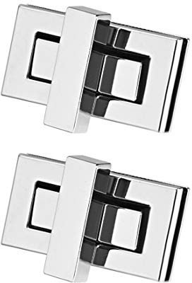 sourcing map 2 Sets Rectangular Purses Twist Lock 44mm X 22mm Clutches Closures for DIY Bag Making - Silver