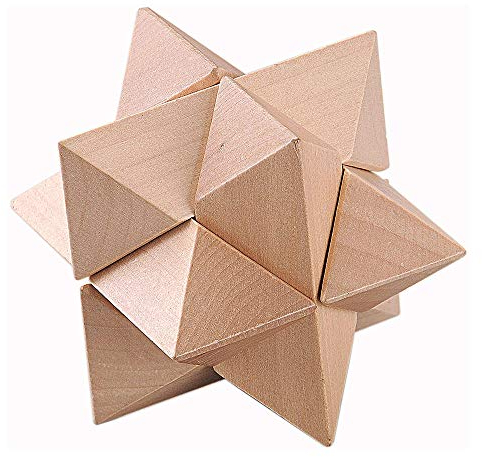 MINGZE 3D Holzpuzzle Denksportaufgaben, Knobelspiele Geduldspiel aus Holz Holzspielzeug, Logisches Spielzeug und Geschenk für Kinder und Erwachsene (Holzfarbe)