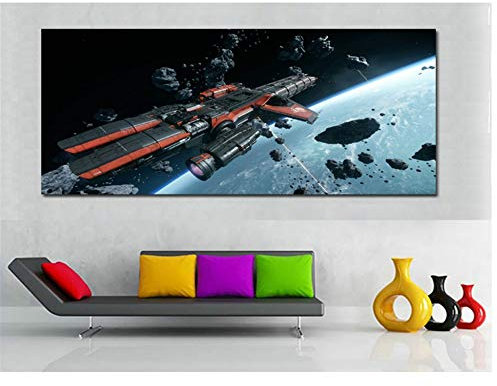 HSFFBHFBH Leinwand Wandkunst Bild Star Citizen Raumschiff Schiffe Asteroiden Landschaftskünstler Malerei Poster für Wohnzimmer Dekor 70x140 cm (27,6x 55,1) Kein Rahmen