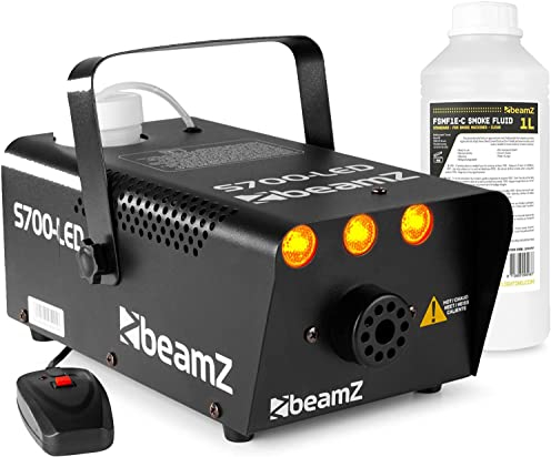 BeamZ S700-LED Ensemble de Machines à Fumée Flamme pour Halloween avec Liquide - Idéal pour Animer vos Soirées