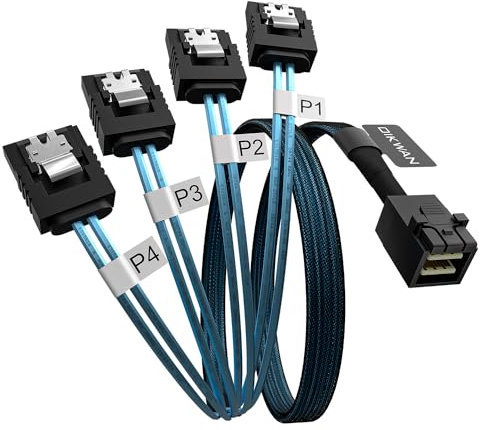 OIKWAN Cavo interno HD Mini SAS a 4XSATA, 0,5 m SFF-8643 Host a 4X SATA Target Cable Compatibile con Raid Controller Hard Drive