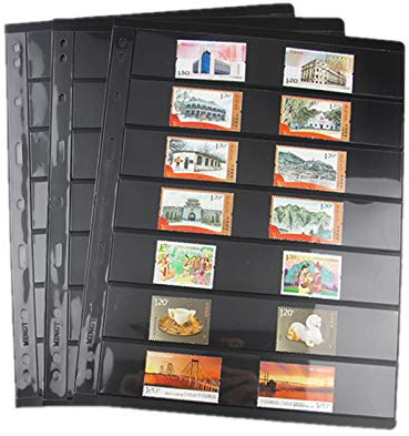 MUDOR Stempelseiten für Briefmarkenalbum, 10 Blatt (20 Seiten) 7 Reihen Seiten für Briefmarkensammler, Profi-Pack (7 Reihen)