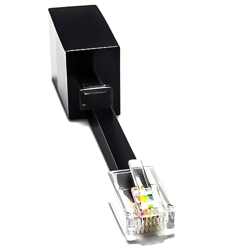RetailAndBulk 1-Pack RJ11 to RJ45 Adapter Phone Line to Ethernet – RJ11 Female to RJ45 Male for Landline, Fax, DSL Modem Connection (Black, Made in USA)