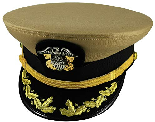 handembroideryuk US Navy Commander oder Captain Hat United States Khaki Cap mit Rühreier Gr. 7.375, khaki