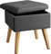 TecTake® Tabouret Repose Pied Pouf avec Rangement Pouf Salon carré Aspect Lin jusqu'à 300 kg Pieds en Bois Couvercle Amovible Design Moderne Cosy pour Coiffeuse, Salon, Chambre, Bureau, entrée