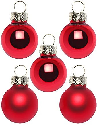 Inge Glas Magic Mini-Weihnachtskugeln 2cm 25 Stück | kleine Christbaumkugeln in Karton-Box (Merry Red | rot Glanz matt)