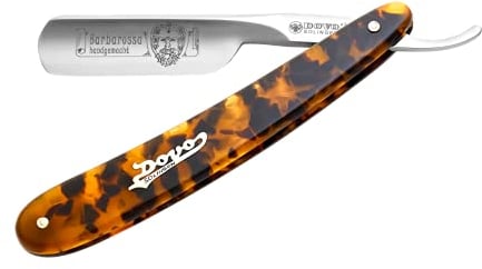 DOVO Rasiermesser Barbarossa - Carbonstahl Rasiermesser - 5/8 Zoll - Rundkopf - Spitzrücken - ganzer Hohlschliff - DOVO Solingen Barbiermesser