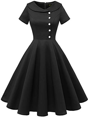 Wedtrend Retro 50er Jahre Kleider Audery Herburn Kleid Rockabilly Kleid Damen Festlich Schwarz WTP20007 Black L