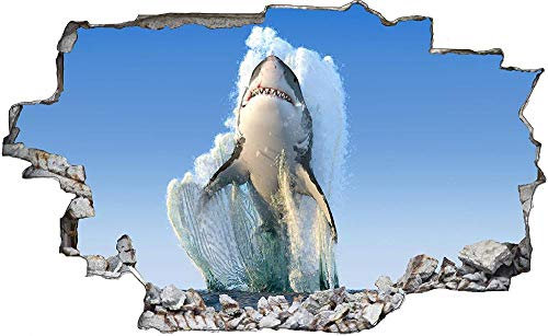 Wandaufkleber 3D,Wandsticker für Baby- & Kleinkinderzimmer,Tapeten,Weißer Hai Hai,Wanddeko fürs Kinderzimmer 56X81cm