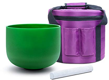 KVKA 432Hz 10 inch Crystal Singing Bowl Klangschalen Chakra for Yoga Sound Healing (Green, F note)