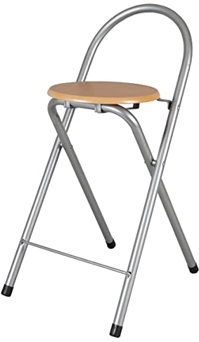 thesecrethome.es - Pack de 1, 2 o 4 Taburetes Plegables con Respaldo - Sillas Plegables de Metal y Madera - Ideales para Cocina, Terraza o Jardín - Alto. 80 cm x Largo 40 cm (1 Unidad)