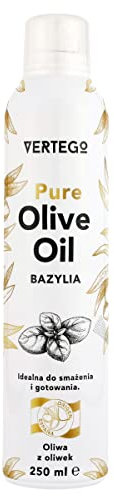 VERTEGO Nativ Olivenöl Spray - Non Stick Olive Oil Cooking Spray - Öl Spray Sprühöl zum kochen - Trennspray zum backen - Ölspray zum kochen - Backspray Trennspray Grill - 1 x 250 ml - Basilikum