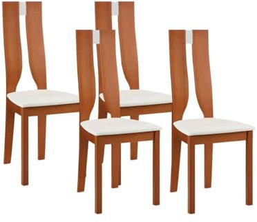 Vente-unique - Sedie in Legno massello di faggio color ciliegio- Lotto di 4 - SILVIA