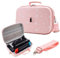Flyekist Custodia per Nintendo Switch/Switch OLED, borsa a tracolla da viaggio portatile con fodera morbida, 18 set per controller Pro e accessori Switch, Rosa, Salvaspazio