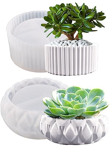 DBAILY Molde De Resina Para Florero, 2pcs Moldes Para Hormigón Moldes De Resina Moldes Epoxi Suculentas Planta Silicona Molde Patrón Aplicar a Maceta Portalápices Caja De Almacenamiento